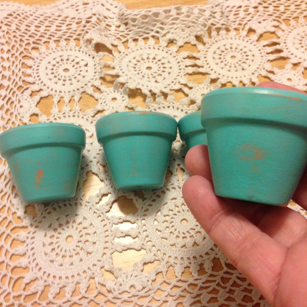 Fairy Garden mini Terra Cotta clay pots, Handpainted and Distressed, Farmhouse